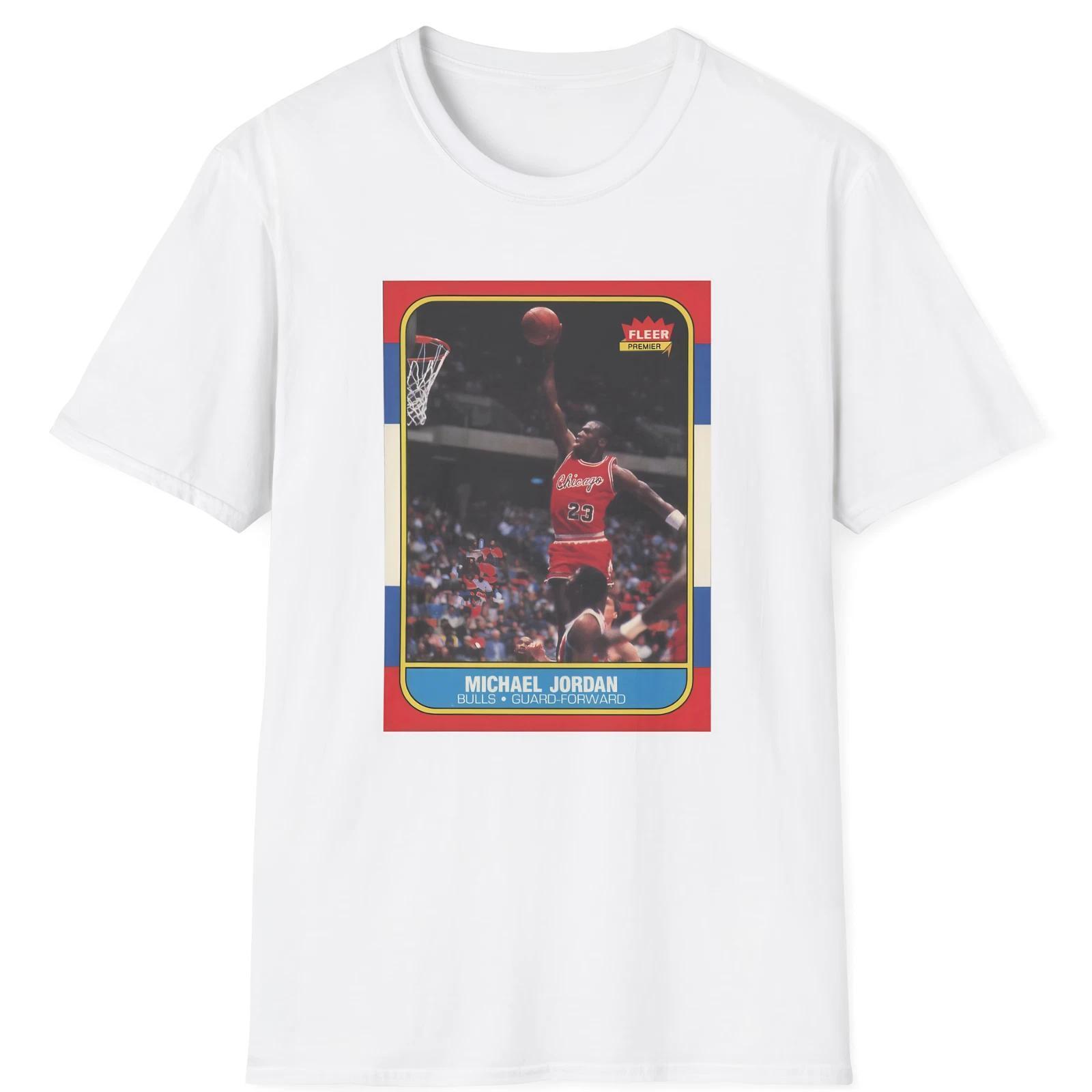 Michael Jordan 1986 Fleer 57 Rookie Card Graphic T-Shirt Retro Basketball Tee